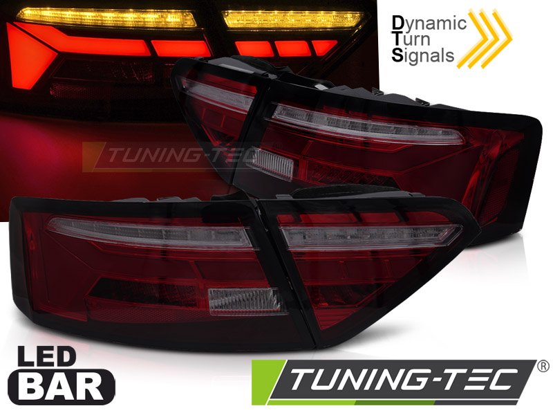 Stopuri LED BAR RED SMOKE SEQ pentru AUDI A5 11-16 CU BECURI OEM - LDAUJ8