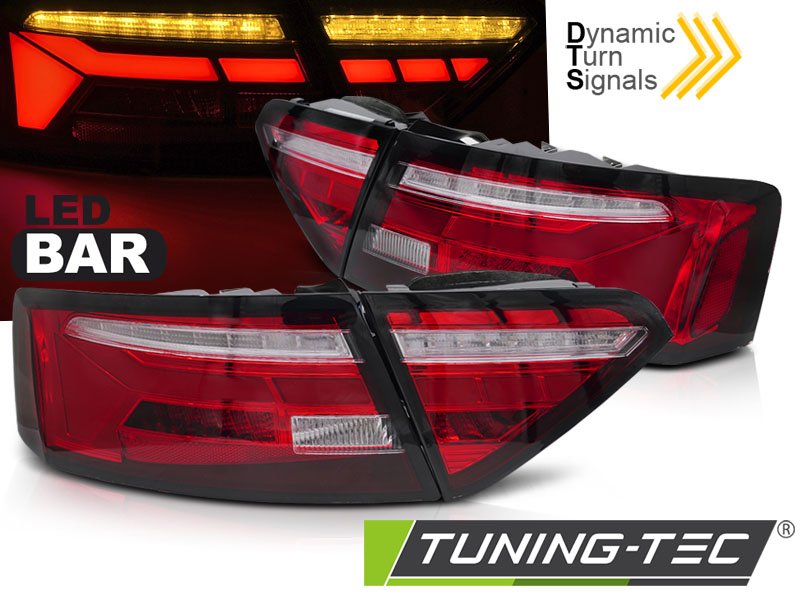 Stopuri LED BAR RED WHITE SEQ pentru AUDI A5 11-16 CU BECURI OEM - LDAUJ9
