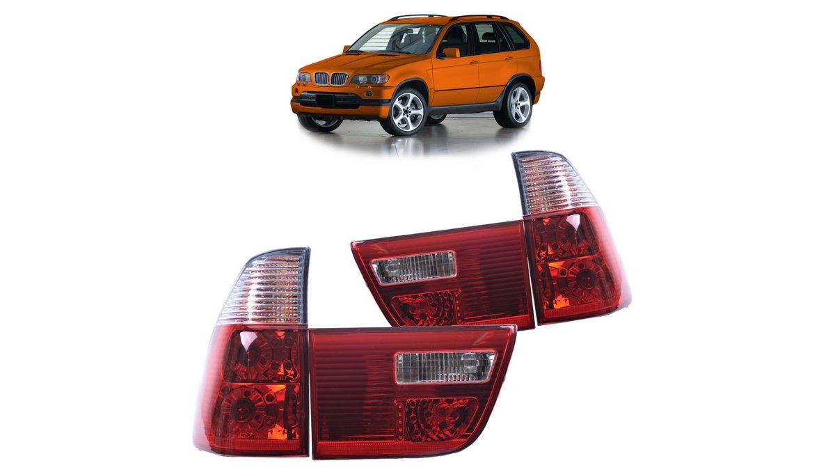 Stopuri spate BMW X5 E53 rosii/smoke (fumurii) - AM-TLIBM0052