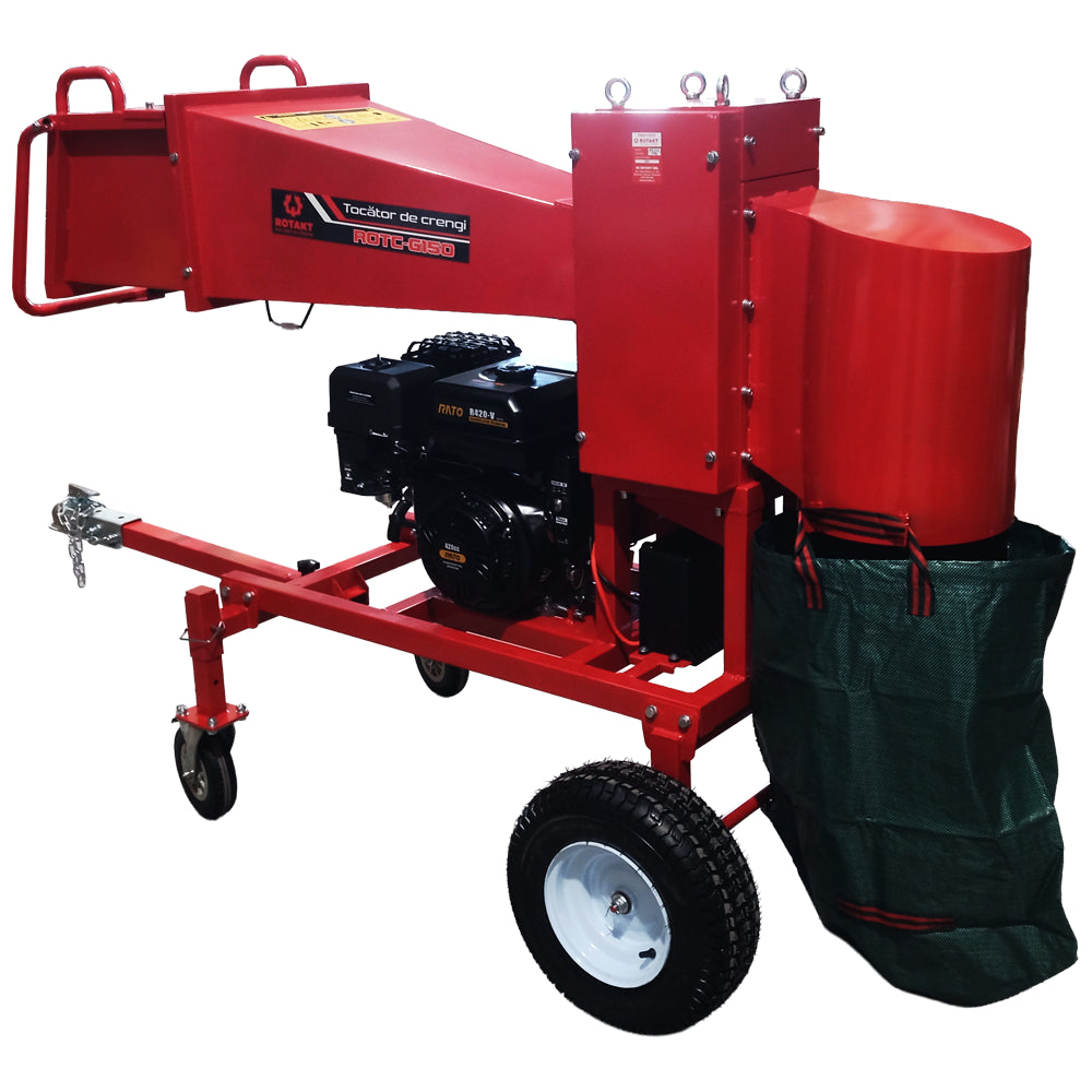 Cumpara Tocator de crengi tractabil, ROTAKT ROTC-G150, Diametru tocare lemn max.120 mm, Motor termic 15 CP, Pornire electrica de la Mesterul Minune