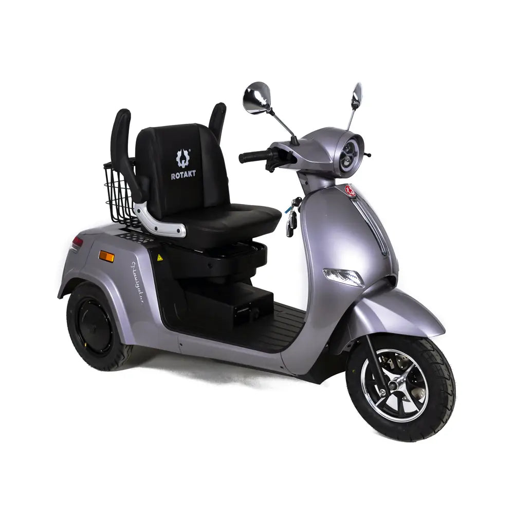 Triciclu Electric Rotakt Navigator cu Doua Motoare De 400W Viteză 25 km/h Autonomie 80 km Baterie plumb-acid 60V 20Ah Greutate maximă 300kg, Fără permis