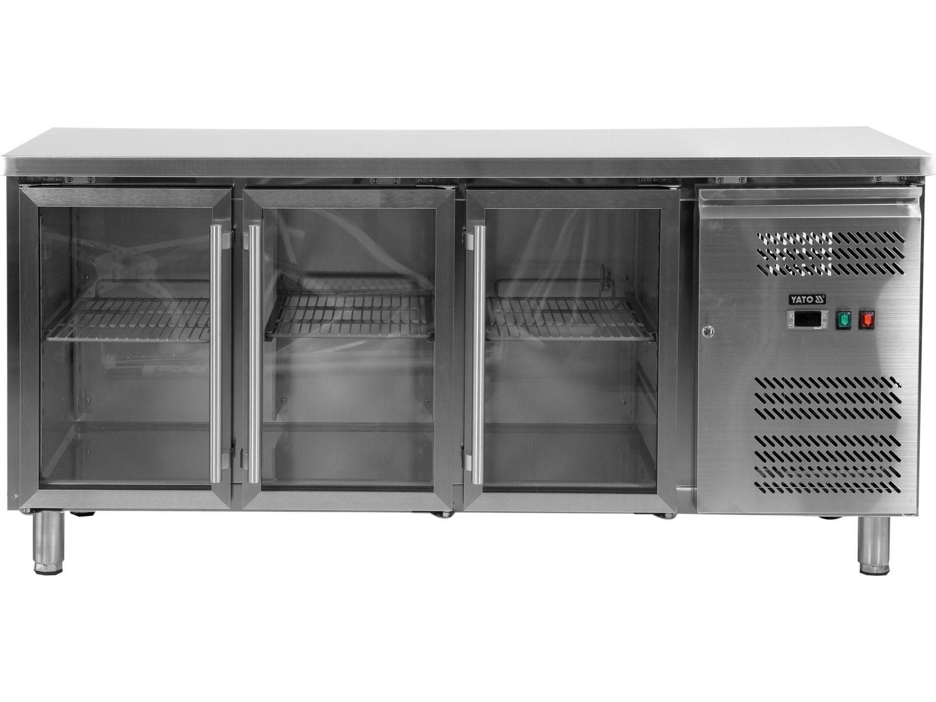 MASĂ RECE, 417L, 1795X700X850MM, 3 UȘI DIN STICLĂ YATO YG-05257