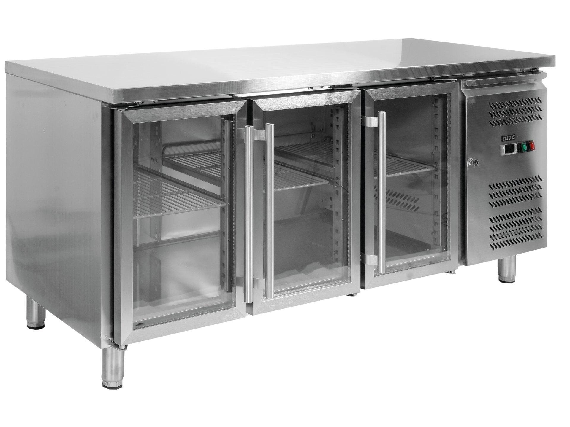 MASĂ RECE, 417L, 1795X700X850MM, 3 UȘI DIN STICLĂ YATO YG-05257