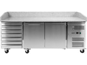 MASĂ RECE PENTRU PIZZA, BLAT DIN GRANIT, 2 UȘI + 7 SERTARE, 580L YATO YG-05310
