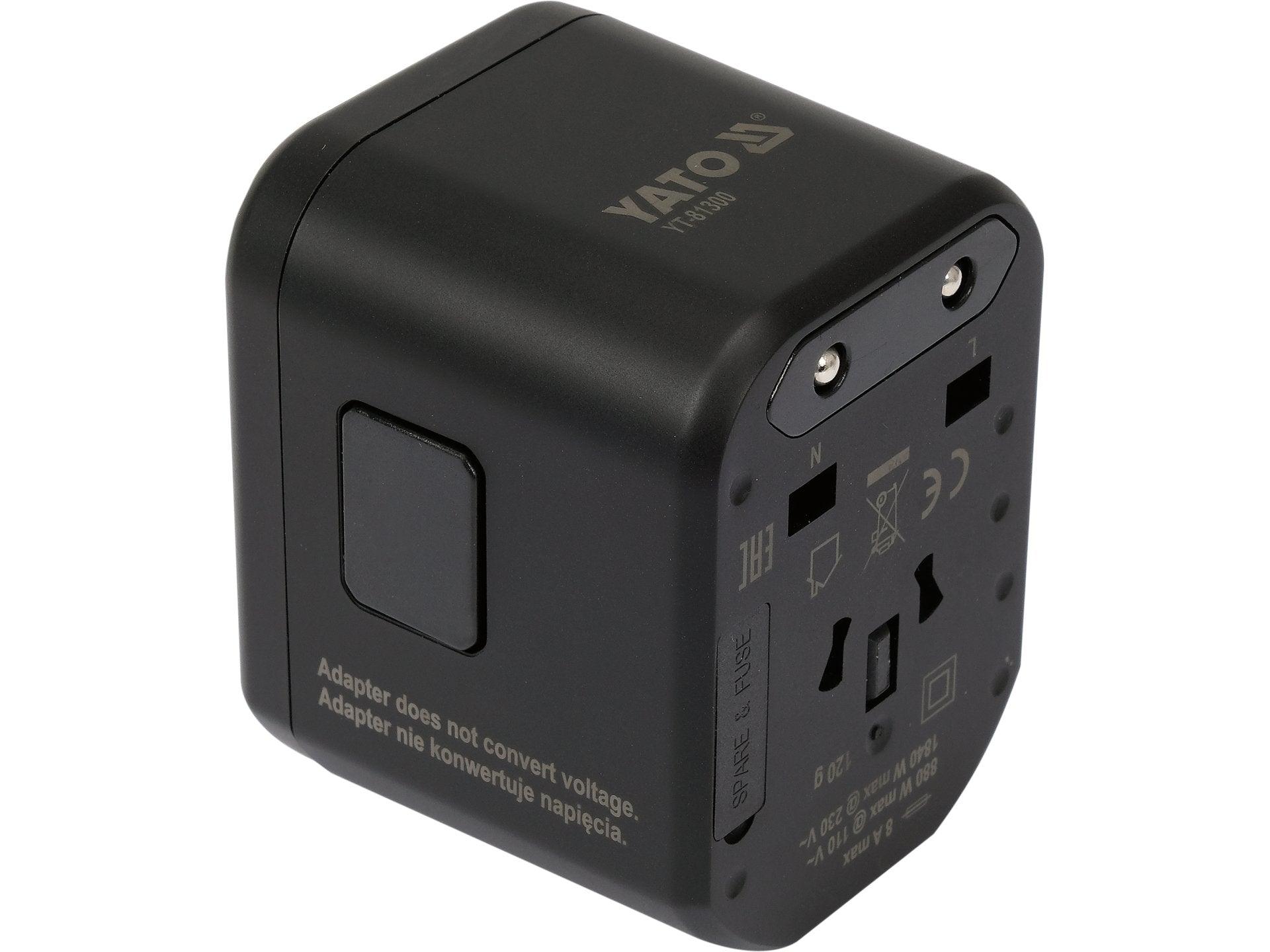ADAPTOR UNIVERSAL DE CĂLĂTORIE, 1 PORT USB + 1 PORT USB-C YATO YT-81300
