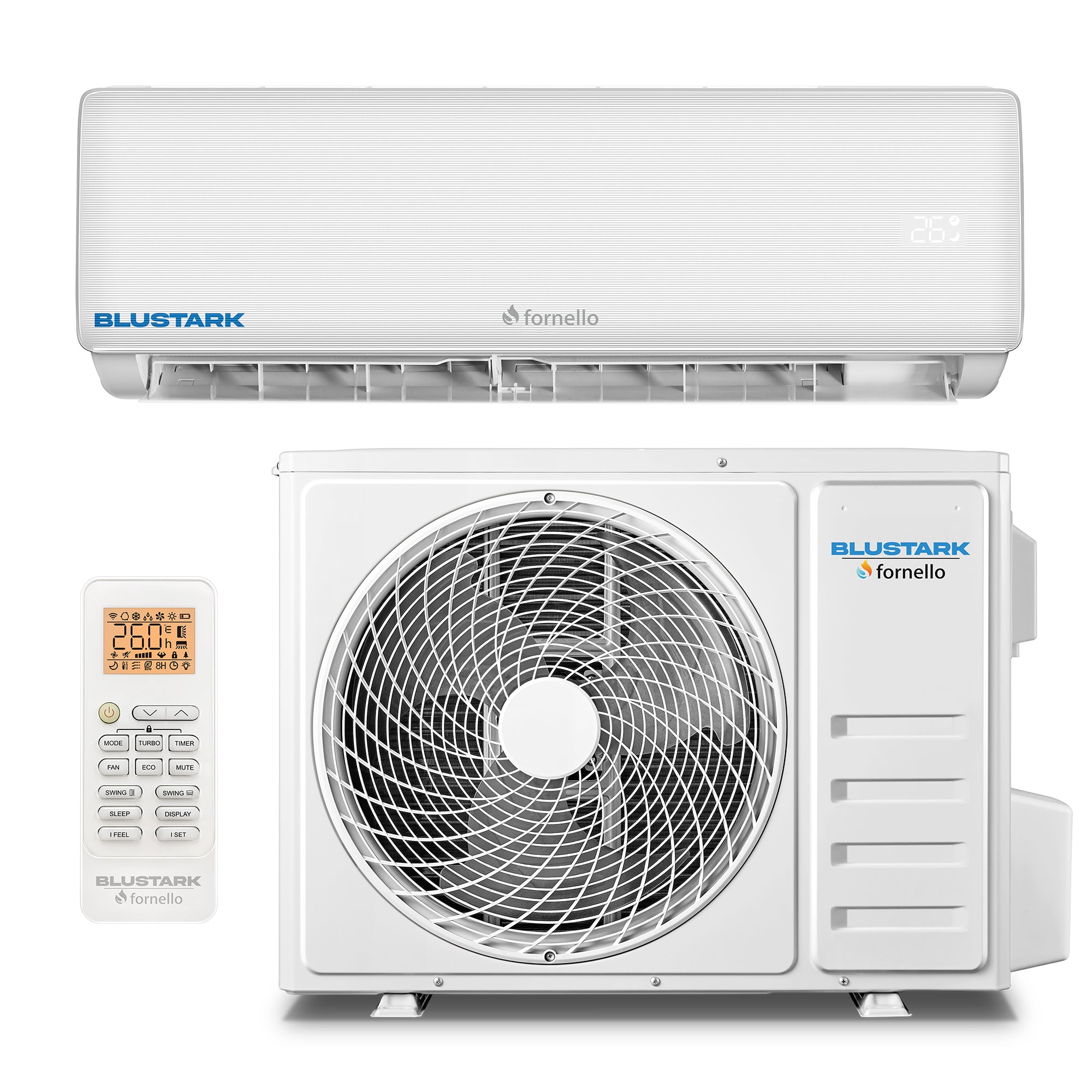 Aer conditionat Fornello BluStark FAN 12 CB, 12000 BTU, clasa energetica A++, WI-FI, cu kit de instalare inclus