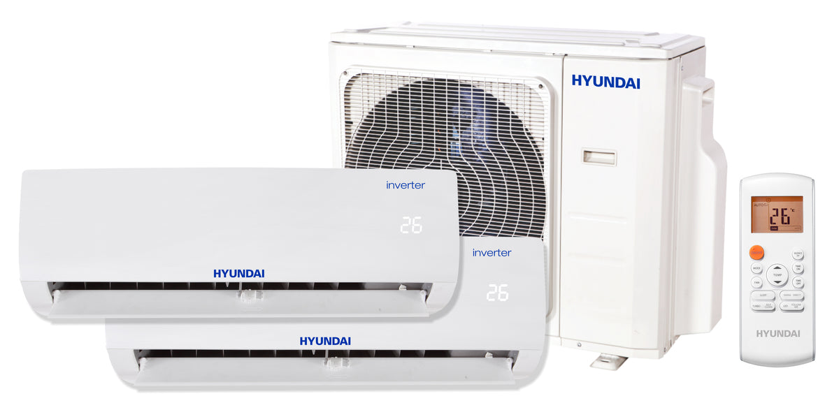 Pachet 2 camere, Aer conditionat multi-split Hyundai M, 9000 + 18000 BTU, Inverter, kit Wi-Fi inclus, HSAFAU-09HRDN + HSAFCU-18HRFN + H3OE-21HFN8-Q