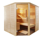 Cabina sauna MIXTA din lemn masiv Alaska Corner Infra+