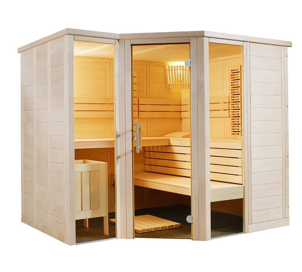 Cabina sauna MIXTA din lemn masiv Arktis Infra+