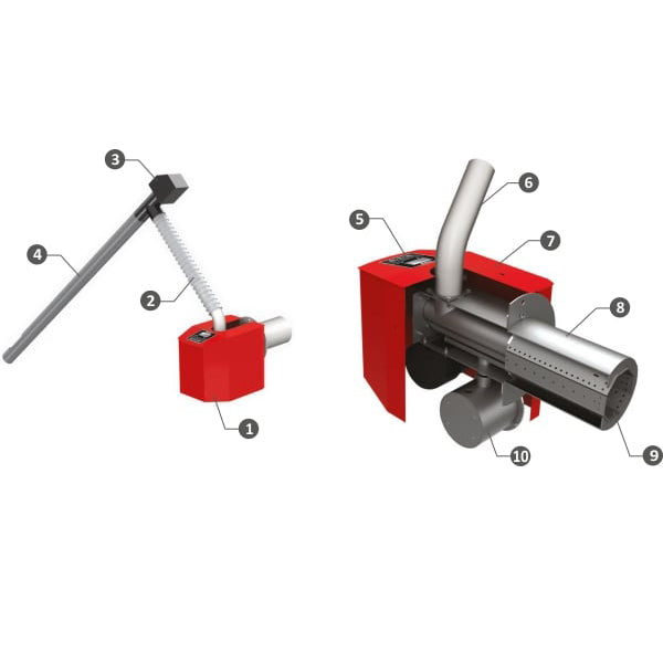 Arzator pentru peleti floarea soarelui Burnit Pell Bio 35 kw, snec de alimentare, 4 senzori, aprindere si alimentare automata, flansa pentru prindere pe cazan, tiraj natural, functie auto-curatare