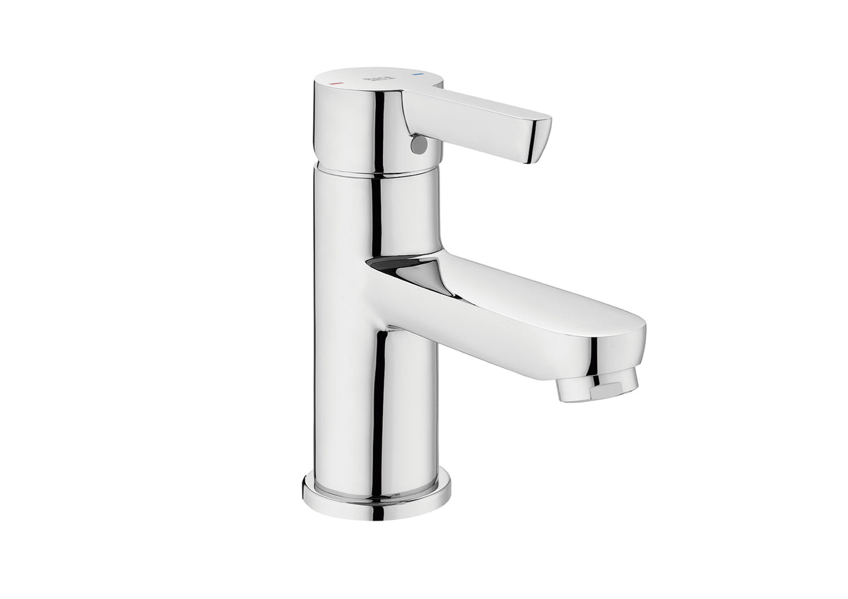 Baterie baie pentru lavoar, Roca Saona A5A327AC0K, cu ventil, monocomanda, finisaj cromat, cu corp neted