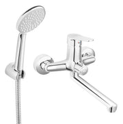 Baterie cadă-duș cu set de duș inclus, Ferro Isso, monocomandă, diverter, pipa pivotanta, 1 functie, alama sanitara, crom