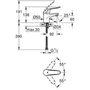 Baterie lavoar Grohe Euroeco Special, H14 cm