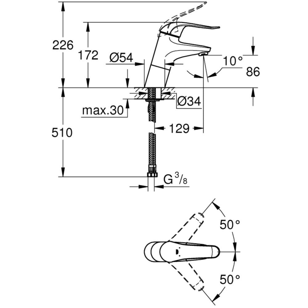Baterie lavoar Grohe Euroeco Special, H17 cm