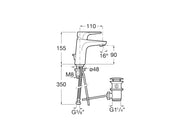 Baterie lavoar Roca Atlas, S, 155 mm, pornire rece, ventil, crom, A5A3090C00