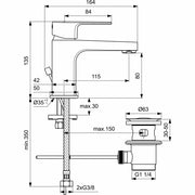 Baterie pentru lavoar Ideal Standard Cerafine D 80, ventil pop-up metalic