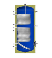 Boiler cu 2 serpentine FIAMA WPC HT 160 LT 2S, pentru centrala termica si solar, montaj pe sol, izolatie termica, manta de protectie, serpentine bivalent