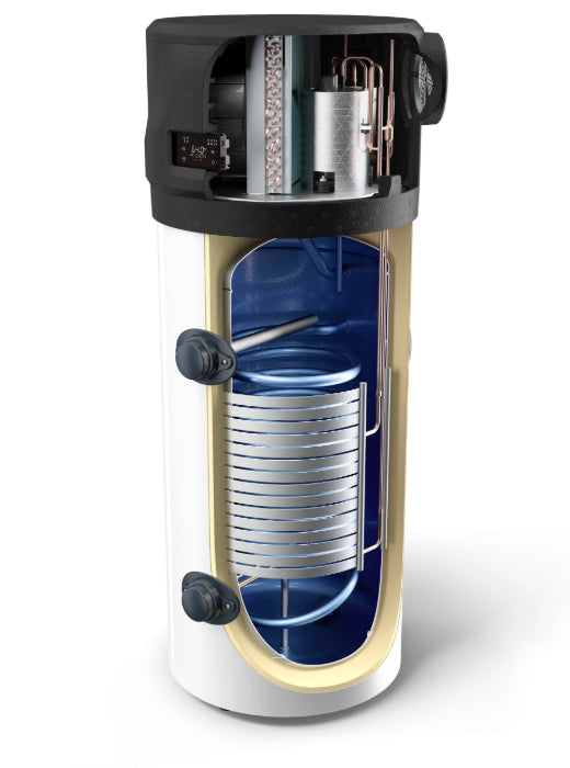 Boiler cu pompa de caldura cu serpentina Tesy AquaThermica Pro HPWH 4.11FS 260 U 02 S, pentru apa calda menajera, clasa energetica A+, 260 litri