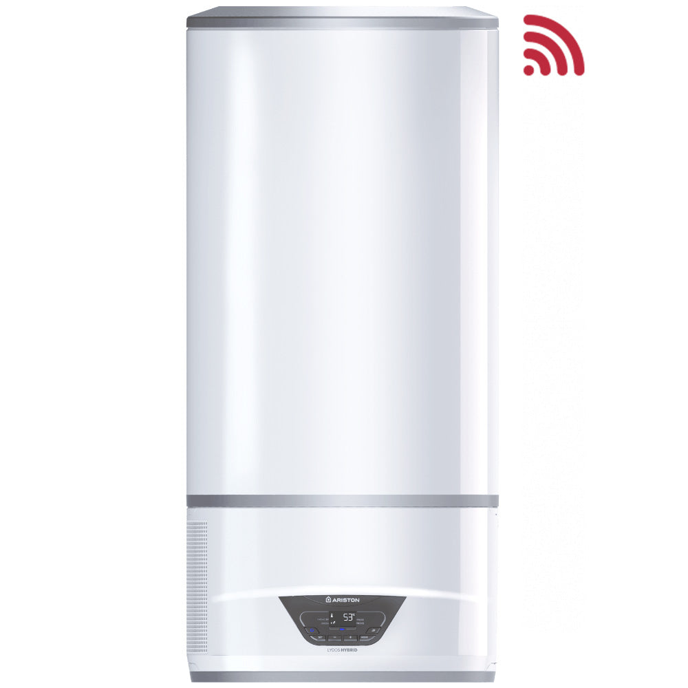 Boiler electric cu pompa de caldura, Ariston Lydos Hybrid Wi-Fi 80L, 1200 W, conectivitate internet, rezervor emailat cu Titan