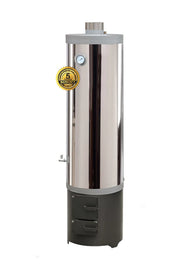 Boiler pe lemne FM Group din inox cu focar cu usi din tabla 120 litri