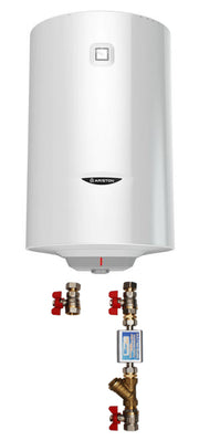 Pachet Boiler termoelectric Ariston PRO1 R 100 VTD 1.8K, 1800W, serpentina pe partea dreapta, supapa siguranta si kit de montaj inclus