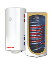 Boiler termoelectric Sunsystem BB NL2 200 PRL 3KW cu doua serpentine, 200 litri, putere serpentina 15 kw, putere electrica 3 KW, serpentine pe partea dreapta, reglaj extern al temperaturii, izolatie termica