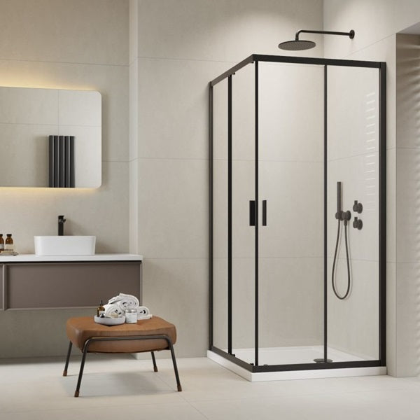 Cabina de dus patrata, cu usi culisante, Radaway Alienta Black C,