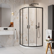 Cabina de dus semirotunda, cu usi culisante, Radaway Alienta Black A,