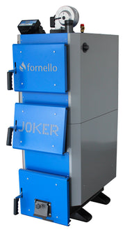 Pachet Cazan (centrala) pe combustibil solid, (lemn, carbune), Fornello Joker 24 kW, Boiler, Vas Expansiune, Pompa, Fitinguri Montaj