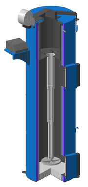 Cazan (centrala) pe combustibil solid tip lumanare Fornello Turbo 50 kW, cu ventilator si automatizare