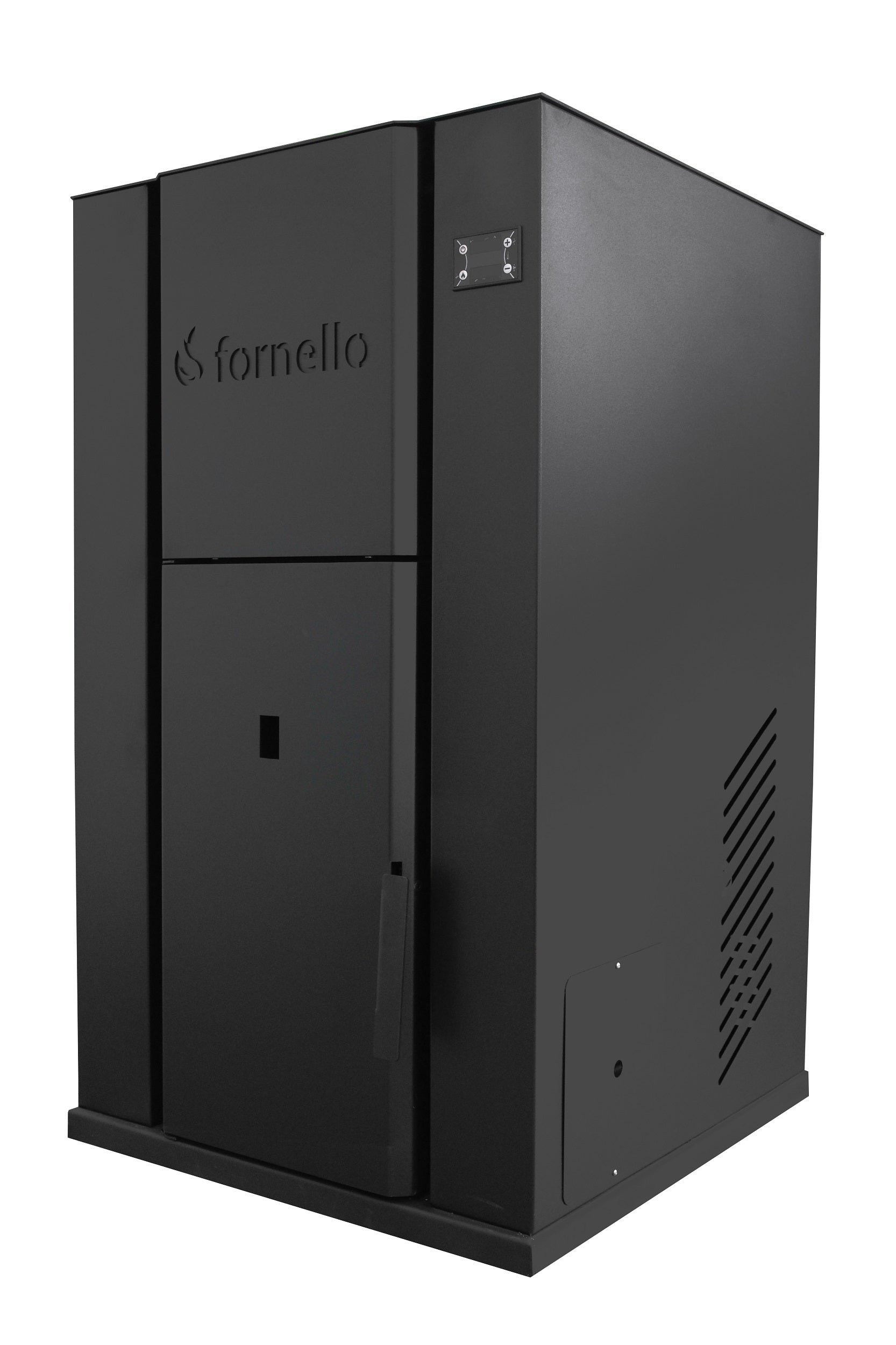 Centrala monobloc pe peleti Fornello Pellet King 35 kw complet echipata pentru incalzire, pompa, vas de expansiune, supapa de siguranta, automatizare, tiraj fortat, buncar peleti 80 kg, aprindere automata, A+