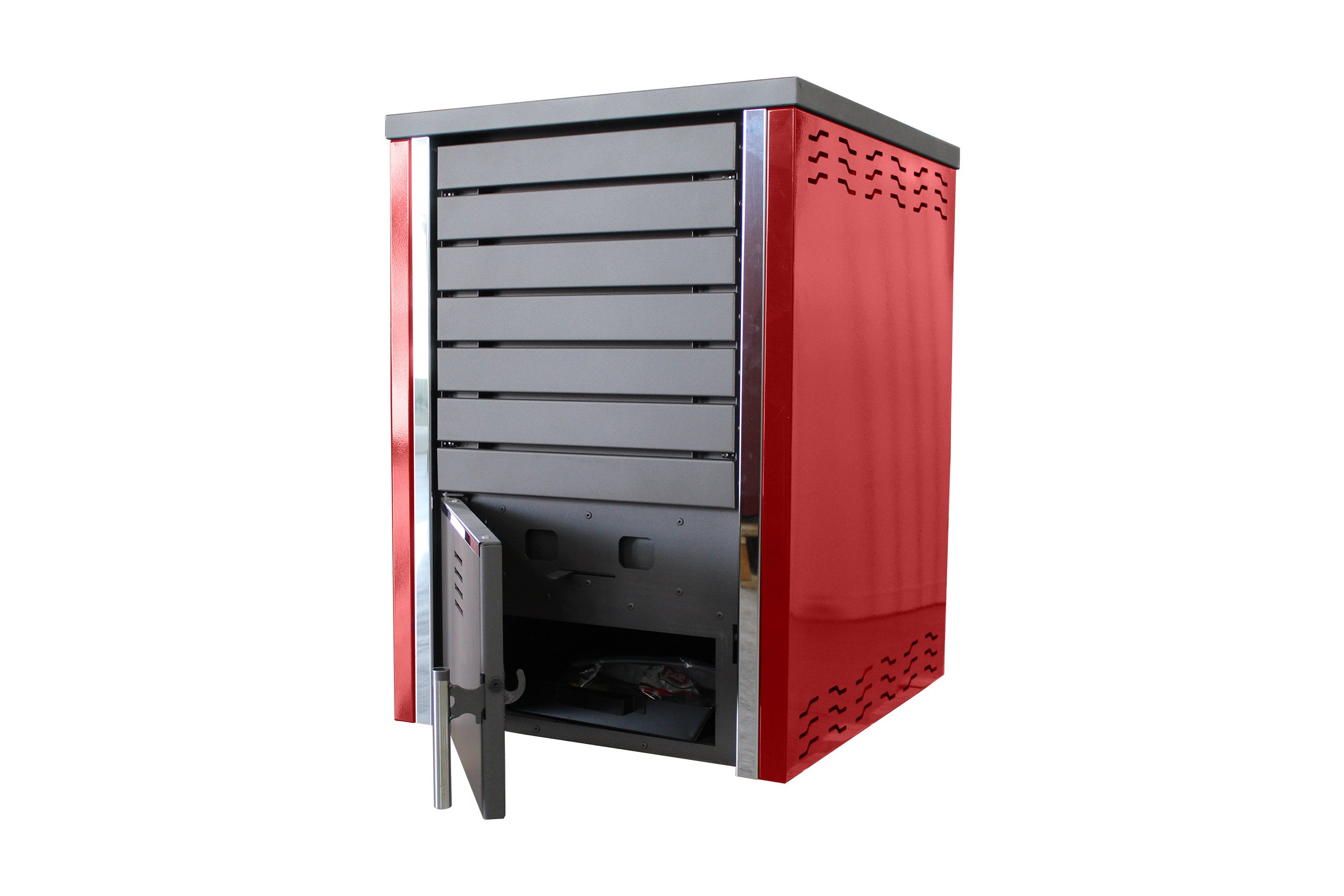 Centrala pe lemne FORNELLO SAUNA RED 30 kw pe combustibil solid ( lemn,carbune,bricheti ) ce se poate utiliza pentru incalzirea locuintelor, si este echipat cu pompa de circulatie