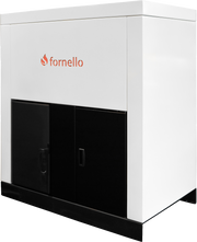 Centrala pe peleti Fornello Eco Energy 40 kW, echipata cu automatizare, afisaj digital, arzator fonta, curatare mecania a drumurilor de fum, buncar peleti integrat 100 kg
