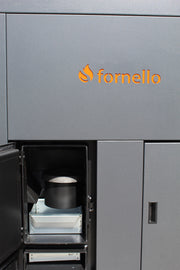 Centrala pe peleti Fornello Eco Energy 75 kW, echipata cu automatizare, afisaj digital, arzator fonta, curatare mecania a drumurilor de fum, buncar peleti integrat 180 kg