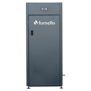 CENTRALA PE PELETI FORNELLO KING PLUS 35 KW, echipata cu: pompa de circulatie, vas de expansiune, supapa de siguranta, automatizare, rezervor pentru peleti 145 kg, creuzet din fonta, tiraj fortat
