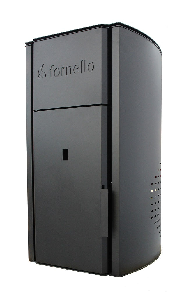 Centrala pe peleti Fornello Royal B 25 KW, pompa circulatie, vas expansiune, telecomanda, buncar tiraj fortat, recomandat pentru 160 mp, Negru