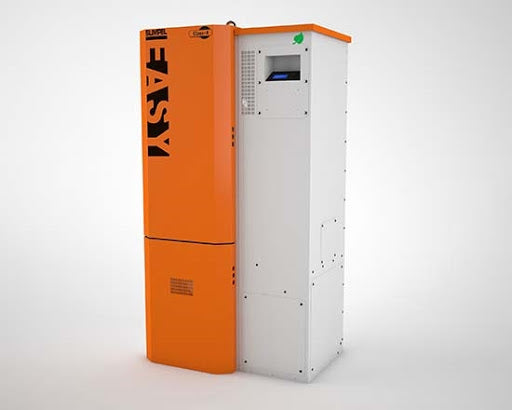 Centrala pe peleti Fornello Slimpel Easy 40 kw, curatare mecanica arzator si schimbator de caldura, arzator din inox, pompa de circulatie, tiraj fortat, buncar 88 kg, Ecodesign A+