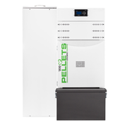 Centrala termica automata pe peleti Fornello Lidya Compact Prestige 25 kw, echipata cu pompa Grundfos, vas, manometru, supapa, arzator inox, curatare automata arzator si schimbator de caldura, A+, elimina automat cenusa, buncar 240 litri
