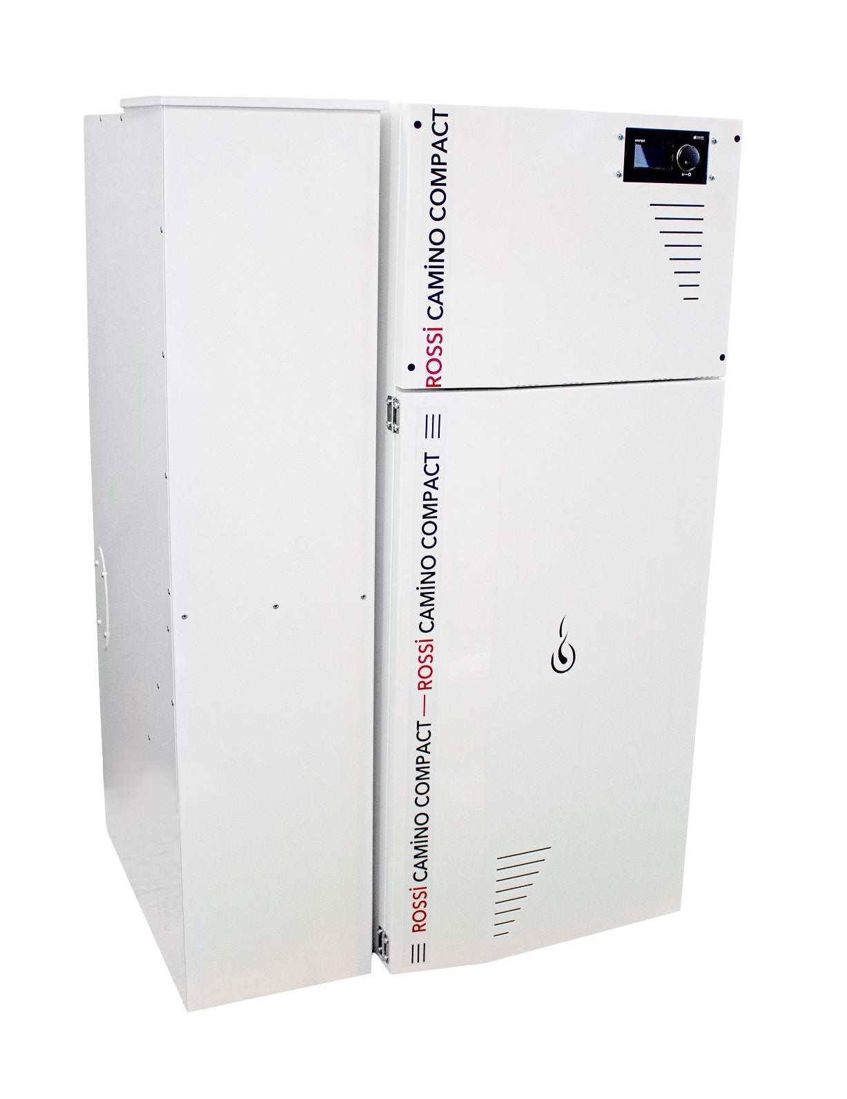 Centrala termica compacta pe peleti Fornello Rossi Camino Compact 35 kw, pompa de circulatie, vas expansiune, tiraj fortat, curatare manuala a arzatorului si a drumurilor de fum, Ecodesign, A+, cu rezervor 153 l