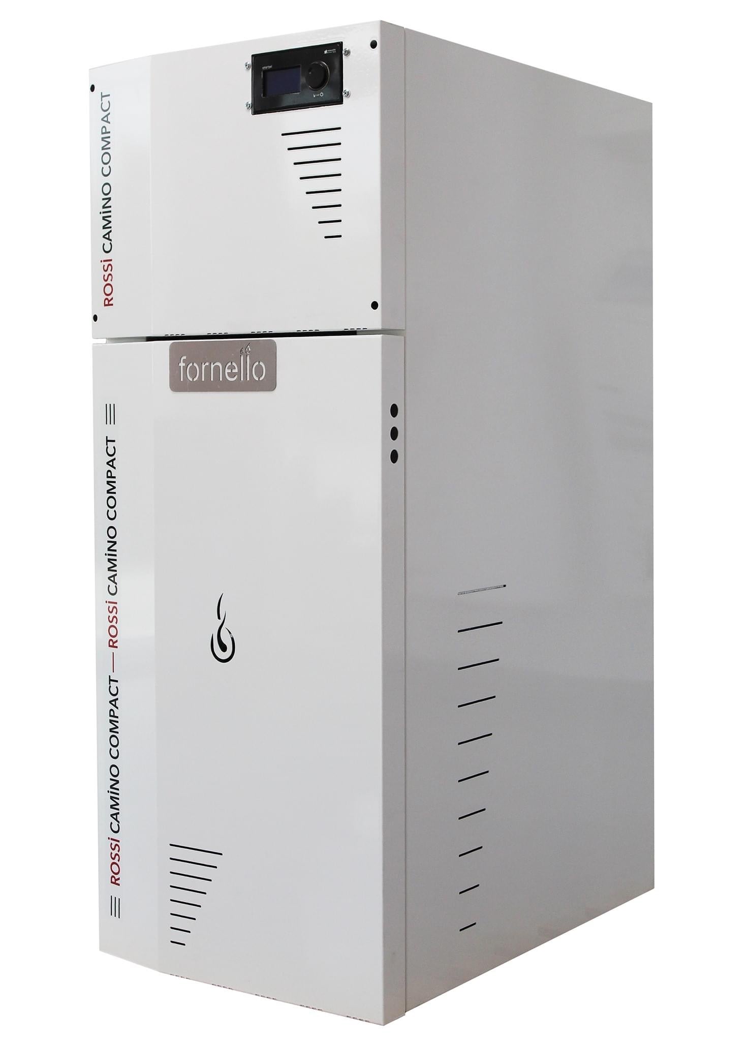 Pachet control de la distanta Centrala termica compacta pe peleti Fornello Rossi Camino Compact 25 kw, pompa, vas expansiune, tiraj fortat, arzator inox, si termostat Wi-Fi Salus IT 500