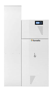 Centrala termica compacta pe peleti Fornello Rossi Camino Compact Automatic 25 kw, pompa de circulatie, vas expansiune, tiraj fortat, curatare automata a arzatorului si a drumurilor de fum, Ecodesign, A+