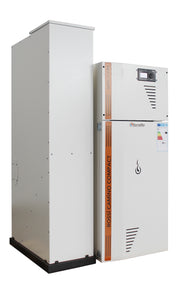 Pachet Centrala termica compacta pe peleti Fornello Rossi Camino Compact Automatic 25 kw, boiler, kit evacuare, pompa de circulatie, vas expansiune, tiraj fortat, curatare automata a arzatorului si a drumurilor de fum, Ecodesign, A+