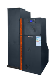 Centrala termica compacta pe peleti Fornello Rossi Camino Compact Automatic 25 kw, pompa de circulatie, vas expansiune, tiraj fortat, curatare automata a arzatorului si a drumurilor de fum, culoare antracit, Ecodesign, A+