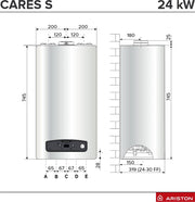 Pachet apartament cu o camera, centrala termica in condensatie Ariston Cares S 24 kW, kit evacuare inclus, termostat, calorifere otel, kit armaturi centrala, robineti calorifer