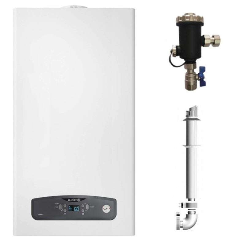 Centrala termica in condensatie Ariston Cares S 24 kW, kit evacuare inclus si Filtru Antimagnetita