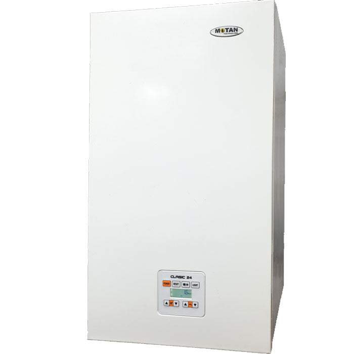 Centrala termica pe gaz cu tiraj fortat Motan Clasic 24, 24 kW, schimbator principal inox, kit evacuare inclus