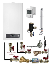 Centrala termica pe gaz in condensare Ariston CARES S 24 kW, clasa A, LCD, model nou, termostat ambient, filtru antimagnetita si pachet instalare