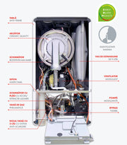 Centrala termica pe gaz/GPL in condensare Fondital Antea Next KC 30 kW, Incalzire si ACM, Clasa A, Display color si intuitiv, IPX5D, Kit de evacuare inclus