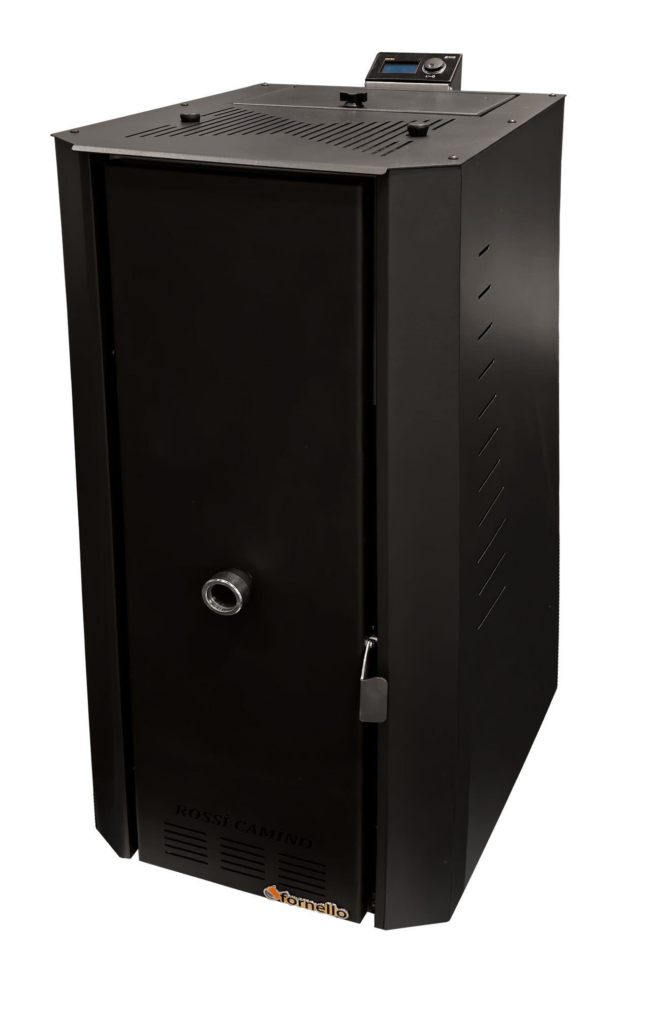 Centrala termica pe peleti Fornello Rossi B Black 25 kw, pompa de circulatie, vas expansiune, tiraj fortat, curatare facila a drumurilor de fum, Ecodesign, A+