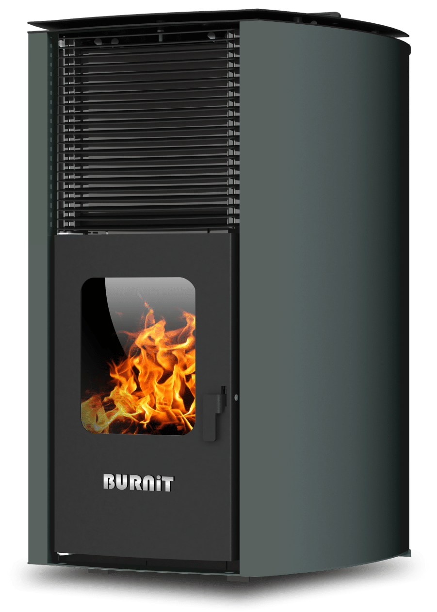Centrala termosemineu pe peleti Burnit Advant Novation Gray 18 kw, echipata cu pompa de circulatie, vas de expansiune, automatizare, suprafata pana la 120 metri patrati